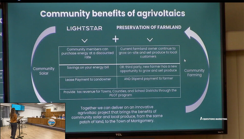 Power point presentation touts benefits of combining community solar with community farming.